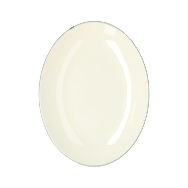 Plat de service, grès, bord vert, ovale