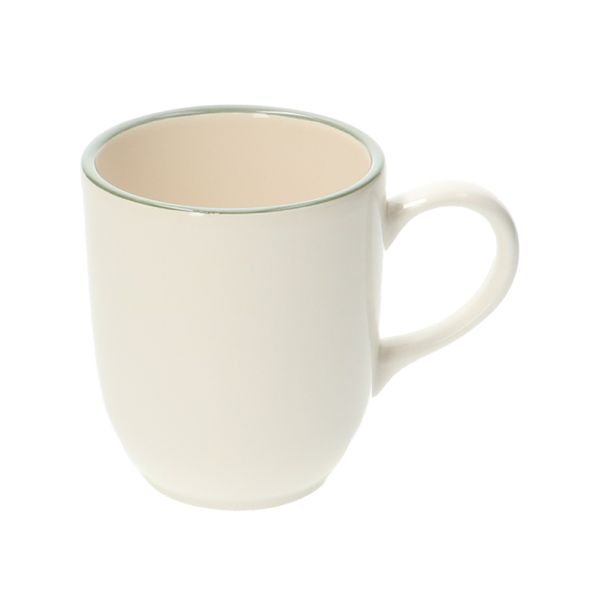 Mok met oor, aardewerk, groene rand,Ø 9 cm