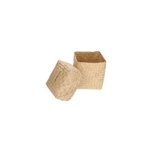 Basket with lid, seagrass, small