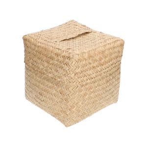 Basket with lid, seagrass, large