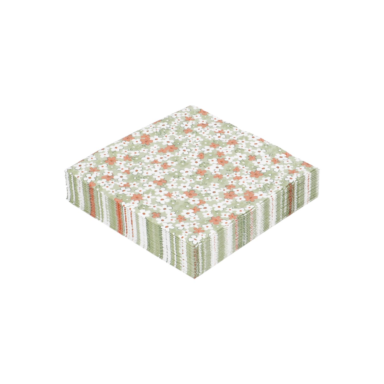Ambiente Papierservietten Mit Blumenmuster - 16,5x16,5 Cm, Weiß, 20 Stück, 3-lagig