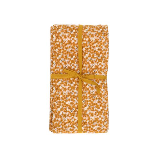 Nappe, coton, motif floral jaune ocre, 145 x 300 cm