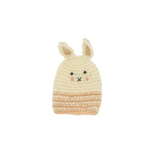Eierwarmer haas, wol, oranje gestreept