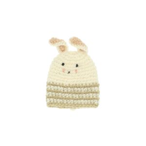 Eierwarmer haas, wol, groen gestreept