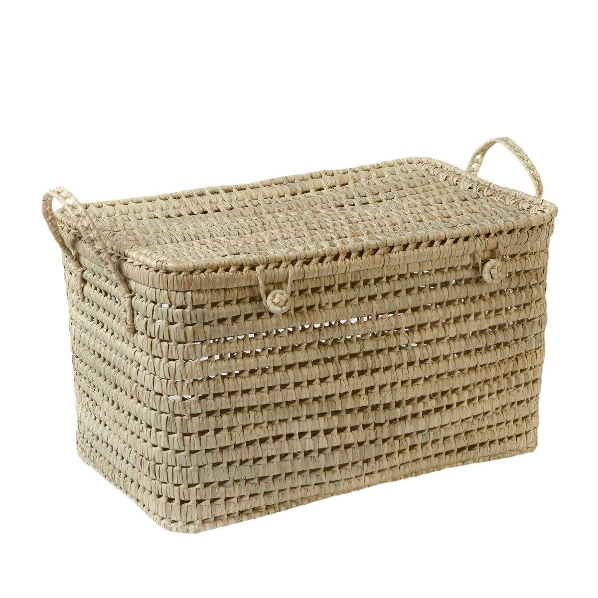 Basket with lid, palm leaf, large, Baskets