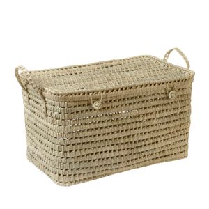 Basket with lid, palm leaf, large