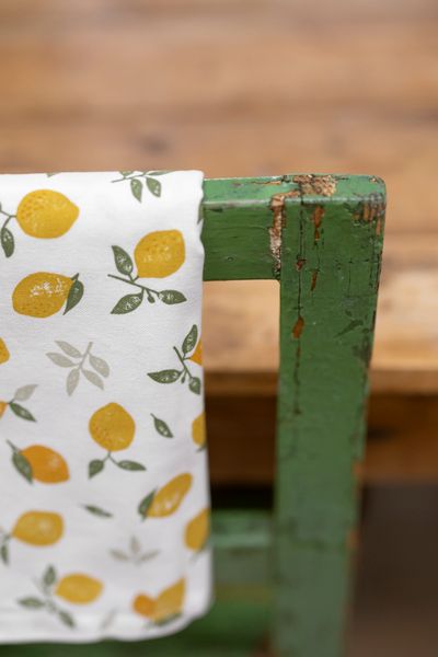 Essuie de vaisselle, coton bio, citrons