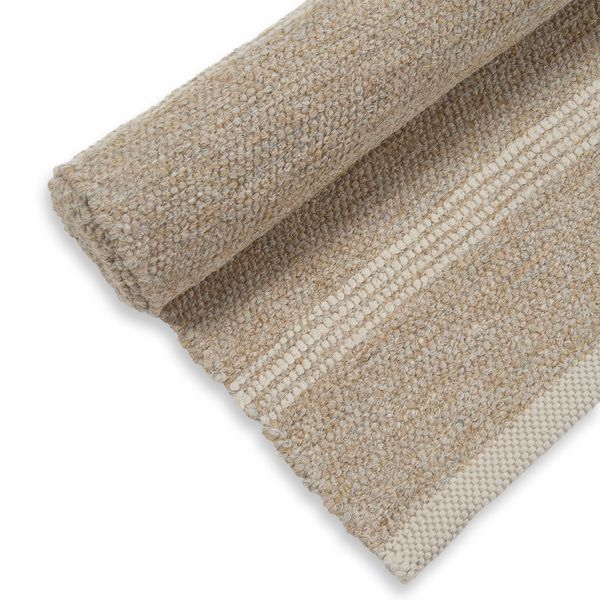 Läufer, recycelte Baumwolle, beige gestreift, lang