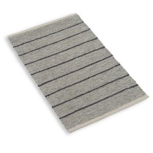 Vloerkleed, gerecycled katoen, grijze streep gemengd, klein