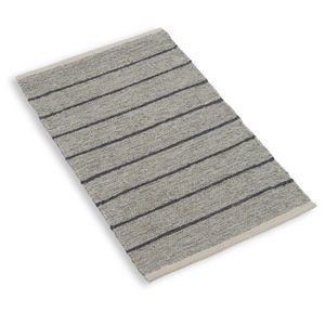 Tapis, coton recyclé, à rayures grises, chiné, 60 x 90 cm