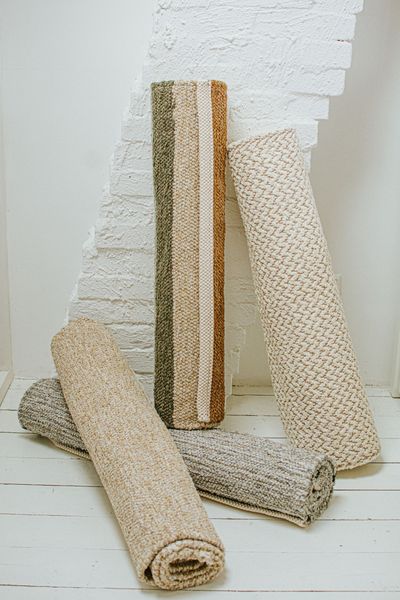 Läufer, recycelte Baumwolle, grau gestreift, 60 x 90 cm