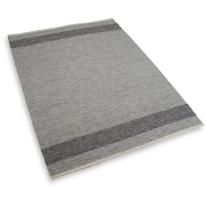 Teppich, recycelte Baumwolle, grau gestreift, groß