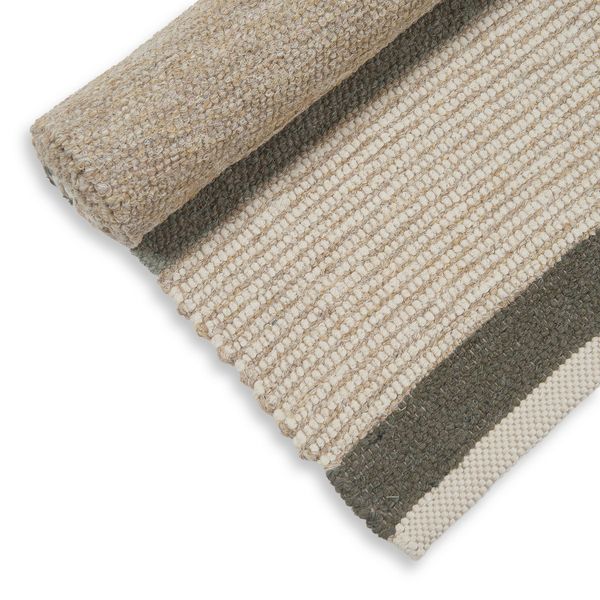 Rug, recycled cotton, beige with multi-coloured stripes, long