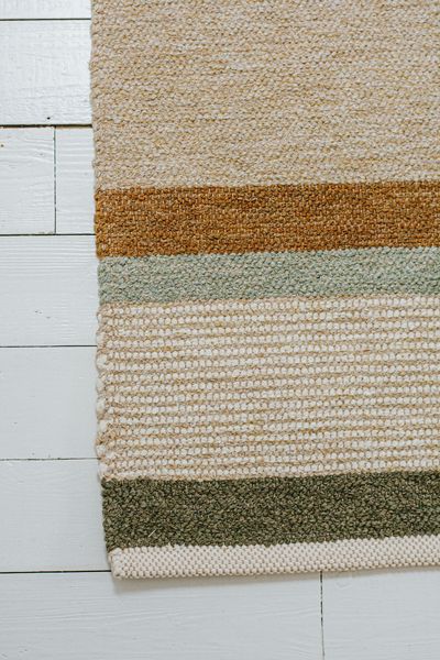 Rug, recycled cotton, mixed shades of beige stripe, large