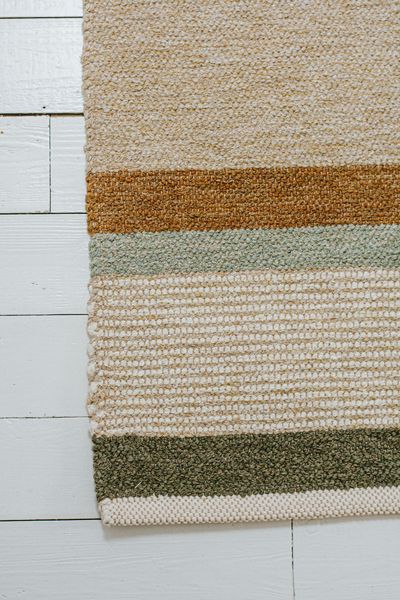 Teppich, recycelte Baumwolle, beige farbige Streifen, groß