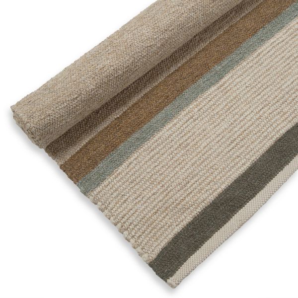 Rug, recycled cotton, mixed shades of beige stripe, large