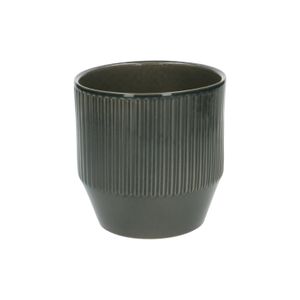 Plant pot, earthenware, grey-green fluted, ⌀ 13 cm