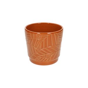 Flower pot, earthenware, terra with palm leaf pattern, ⌀ 14 cm