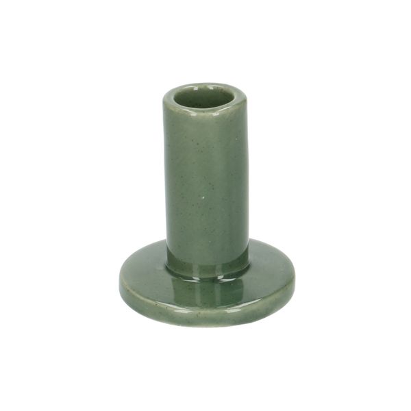 Candle holder, porcelain, green, high