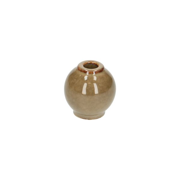Bougeoir boule, porcelaine, couleur sable