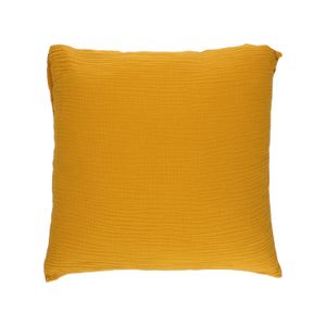 Muslin cushion, organic cotton, yellow