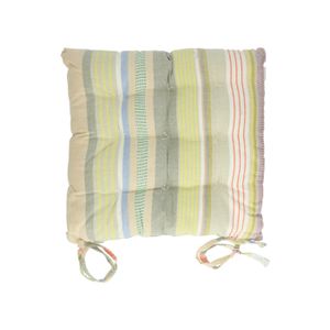 Chair cushion, organic cotton, multi-coloured stripes