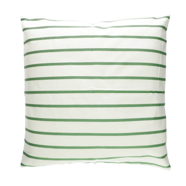 Housse de coussin en toile, coton bio, à rayures vertes, 60 x 60 cm