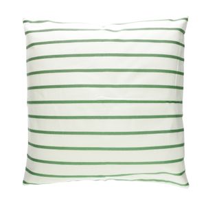 Canvas cushion cover, organic cotton, white/green striped, 60 x 60 cm