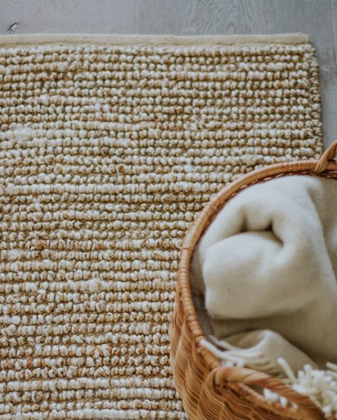 Tapis boules, jute, 170 x 240 cm