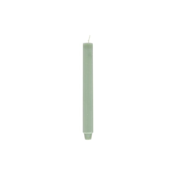 Fluted dinner candle, greenish grey, 25 cm