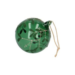 Boule de Noël, gui, verre, vert