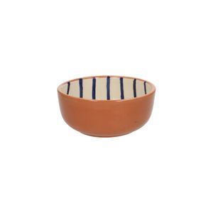 Bol, terracotta, rayures bleues, Ø 18 cm