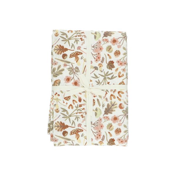 Nappe, coton bio, blanc cassé, motif d'automne, 145 x 250 cm