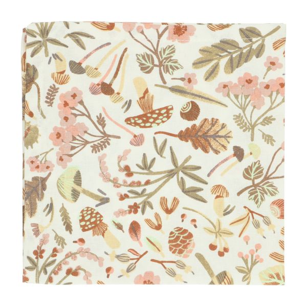 Serviette de table, coton bio, blanc cassé, motif d'automne