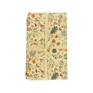 Nappe, coton bio, jaune blé, motif d'automne, 140 x 180 cm