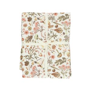 Nappe ronde, coton bio, blanc cassé, motif d'automne, Ø 180 cm