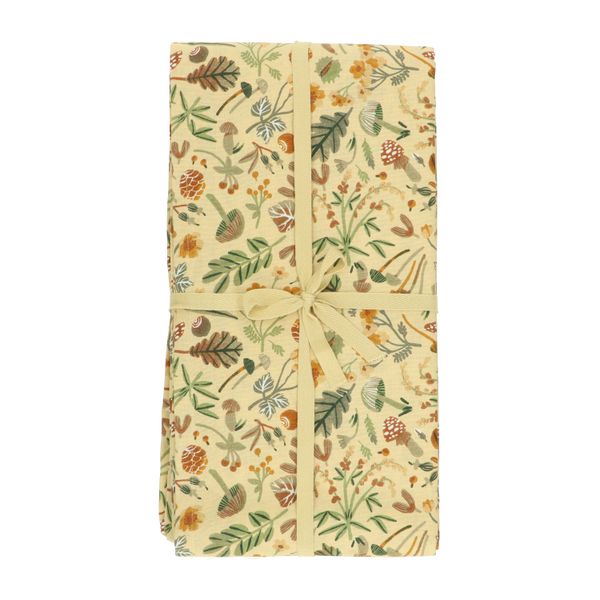Nappe, coton bio, jaune blé, motif d'automne, 145 x 300 cm