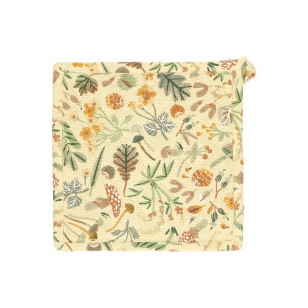 Manique, coton bio, jaune blé, motif d'automne