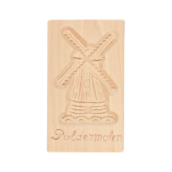 Speculaasplank, poldermolen, beukenhout, 15 x 9 cm