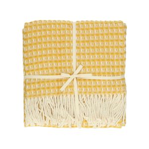Plaid met wafelstructuur, bio-katoen, geel