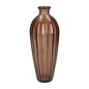 Vase, braunes Glas, geriffelt
