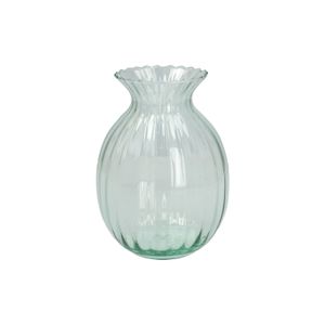 Vase, mit Rillen, grünes Glas, 20 cm