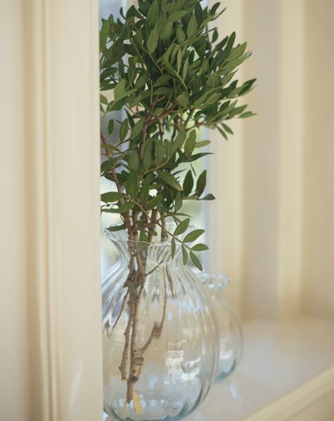 Vase, mit Rillen, grünes Glas, 20 cm