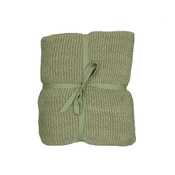 Plaid, tricot, vert, 130 x 170 cm