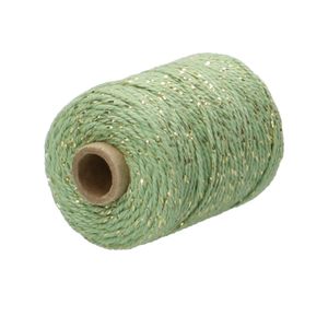 Corde lurex, coton, vert clair, 50 m