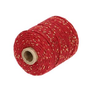 Corde lurex, coton, rouge, 50 m