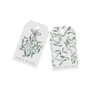 Geschenkanhänger rechteckig, Papier, Mistelzweig, 10 Stück