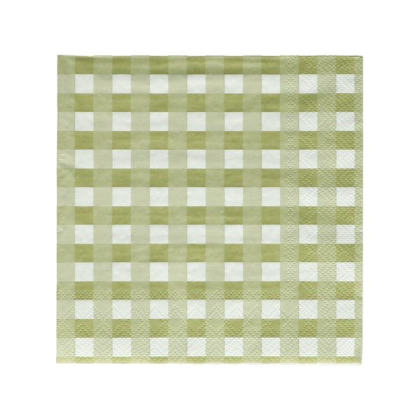 Serviettes de table, papier, vert à carreaux, grand