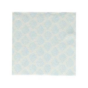 Papierservietten, weiß mit blauem Tropfenmuster, groß