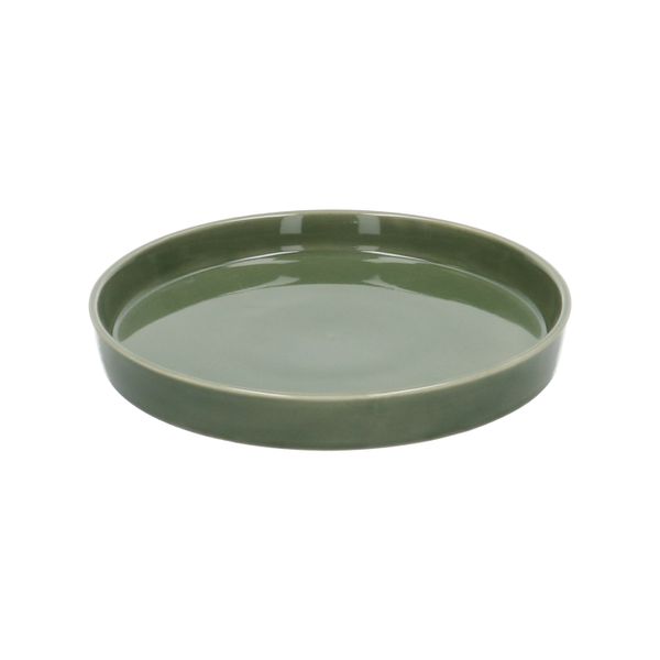 Bloempotschotel, aardewerk, donkergroen,Ø 20 cm